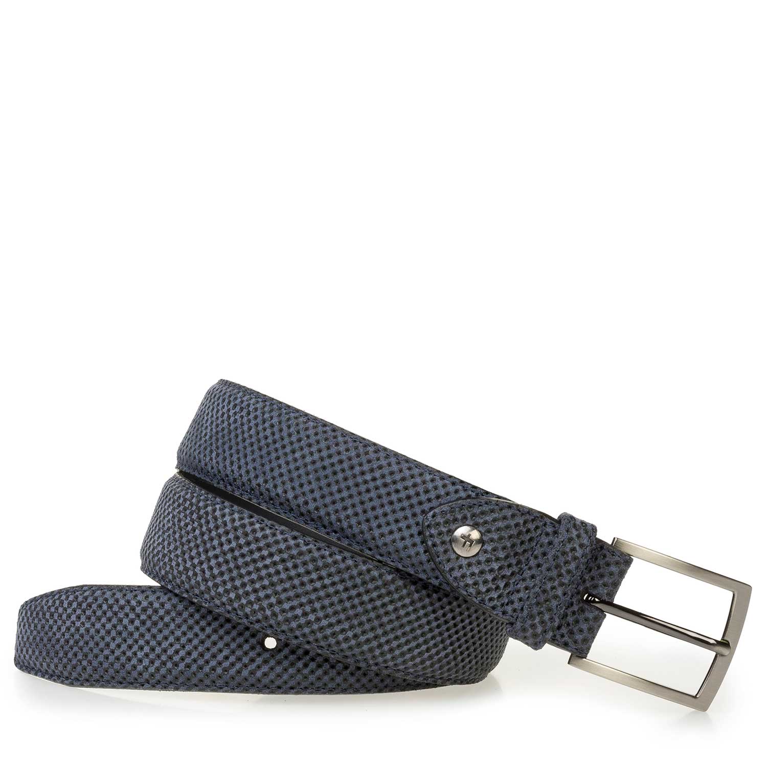 75200/38 - Blauer Wildleder-Gürtel mit Miniprint 75200/38 - Blauer Wildleder-Gürtel mit Miniprint