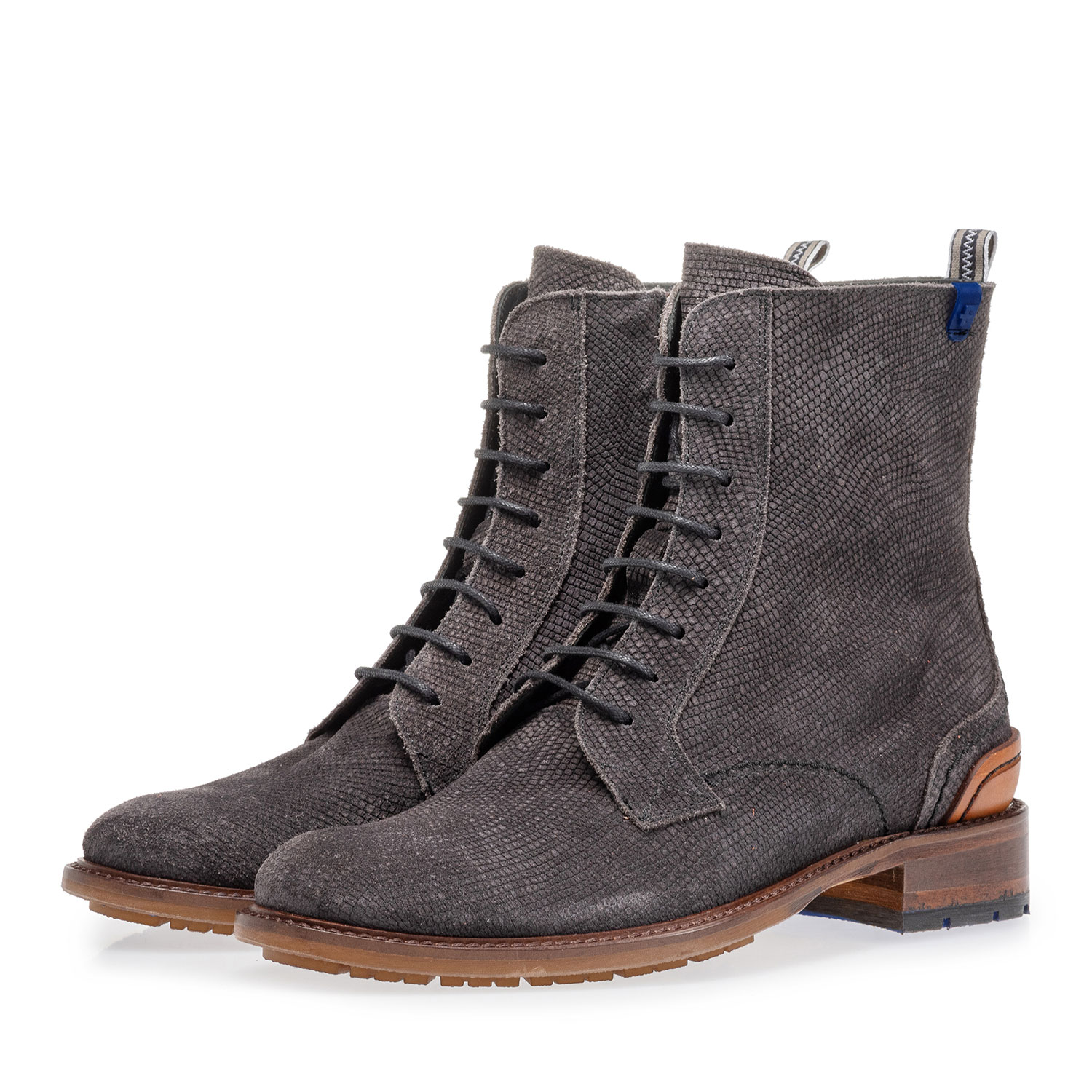 85644/03 - Schnürstiefel Wildleder mit Print 85644/03 - Schnürstiefel Wildleder mit Print