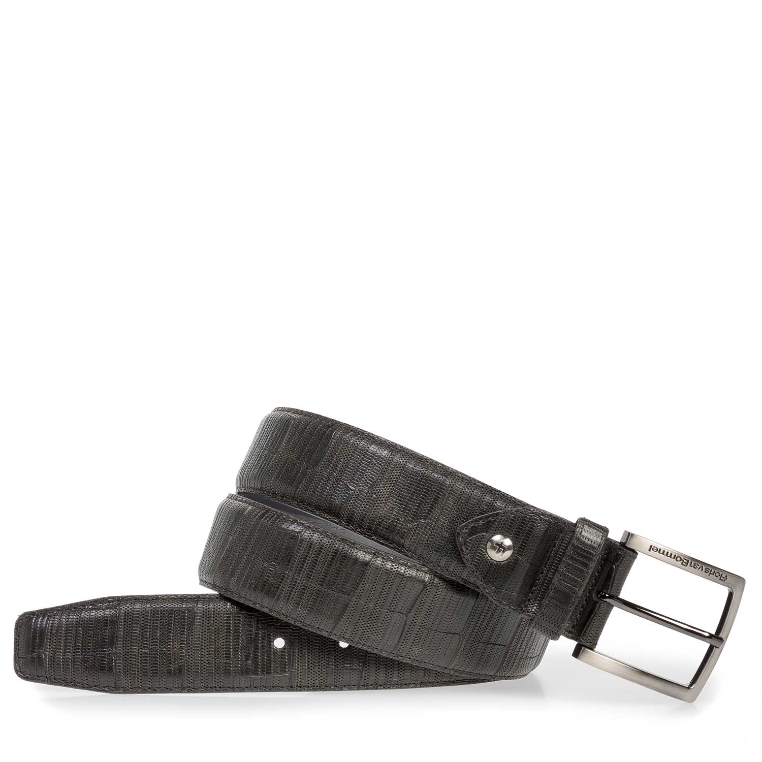 75202/39 - Dark green leather belt with print 75202/39 - Dark green leather belt with print