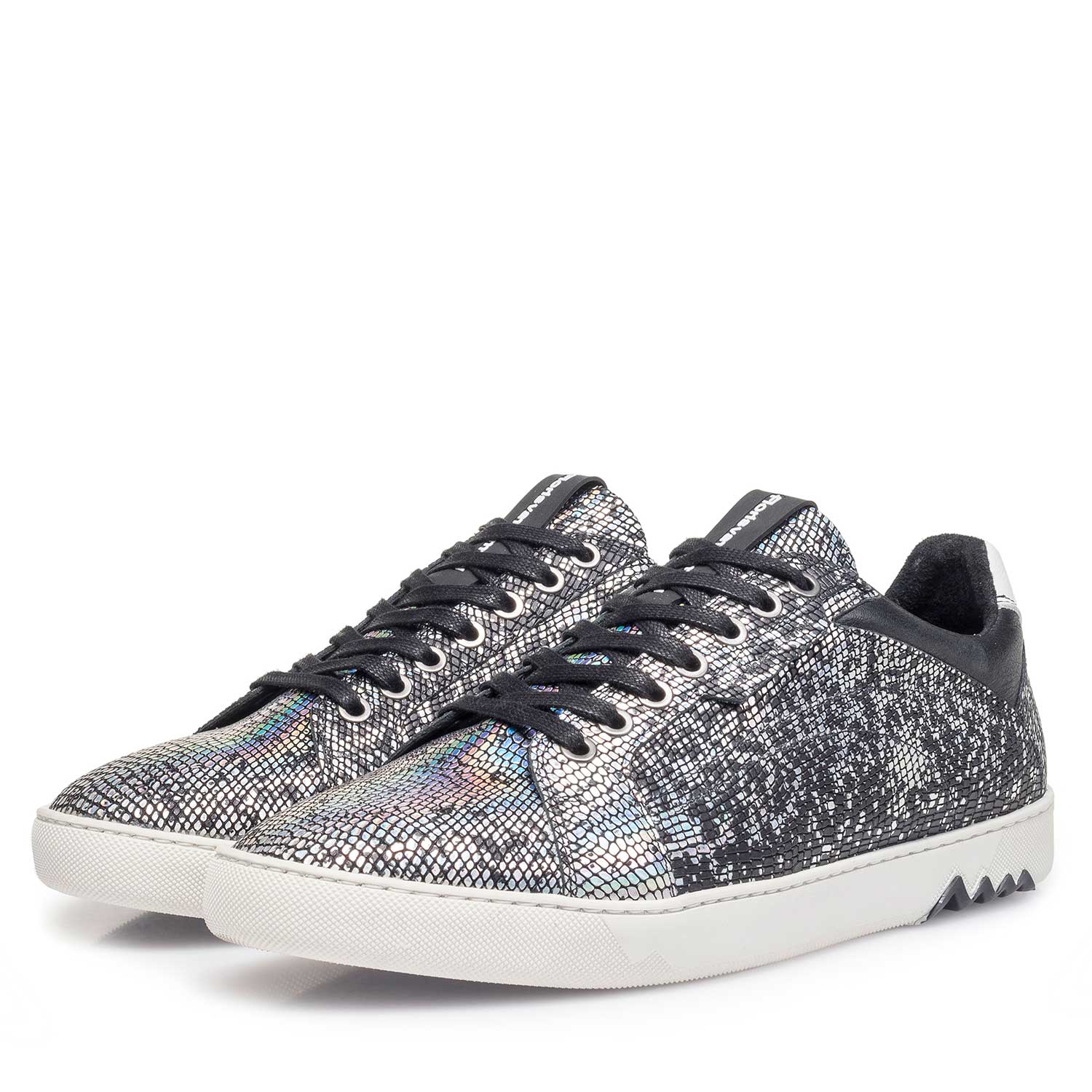 13342/00 - Silver-coloured premium leather lace shoe with metallic print 13342/00 - Silver-coloured premium leather lace shoe with metallic print