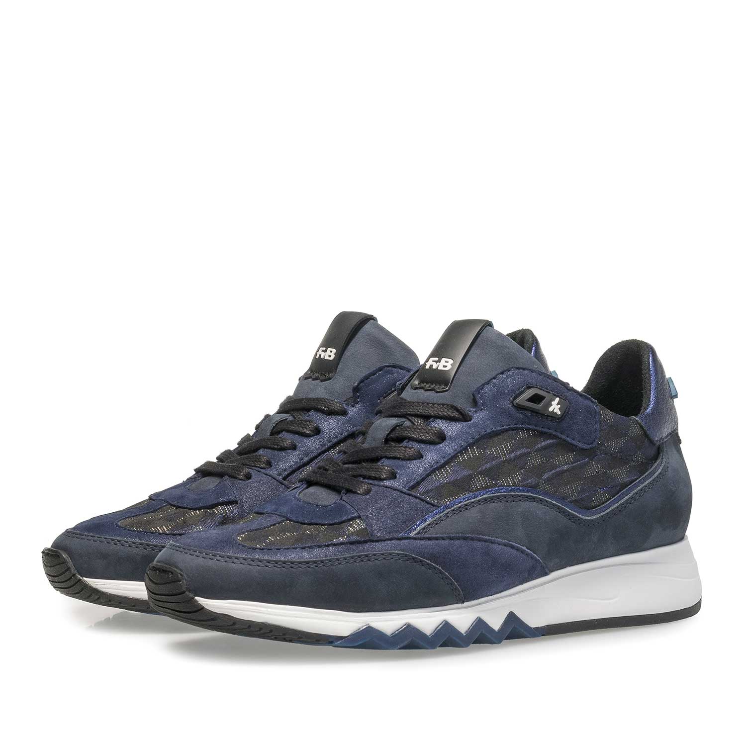 85289/03 - Blauer Wildleder-Sneaker mit Grafikprint 85289/03 - Blauer Wildleder-Sneaker mit Grafikprint