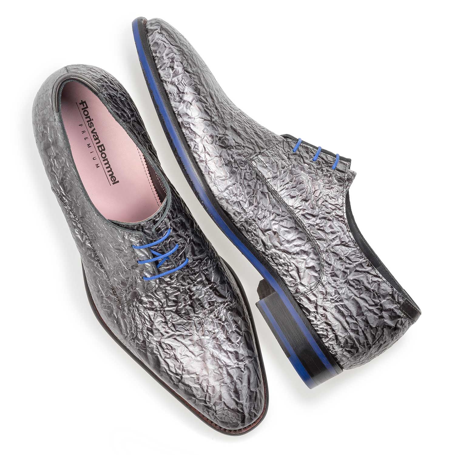 18097/06 - Dunkelgrauer Premium Lackleder-Schnürschuh mit Print 18097/06 - Dunkelgrauer Premium Lackleder-Schnürschuh mit Print