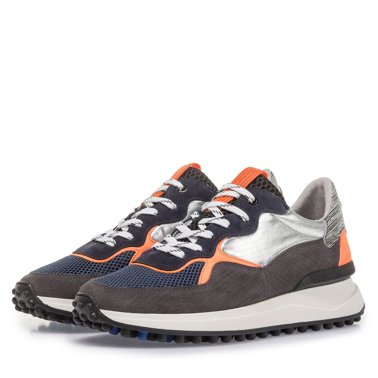 16301/20 - Suede leather sneaker with orange details 16301/20 - Suede leather sneaker with orange details