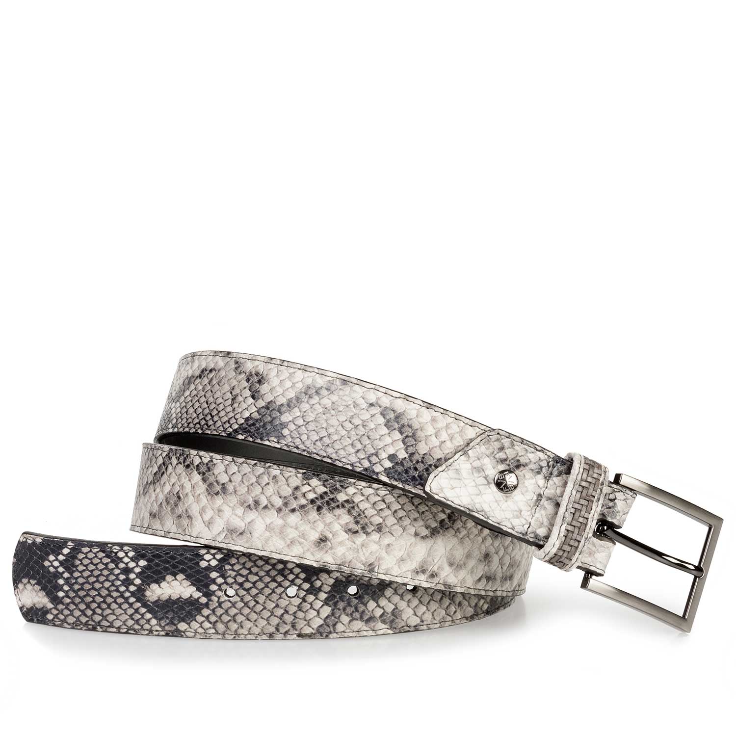 75179/00 - Grauer Gürtel aus Leder mit Schlangenprint 75179/00 - Grauer Gürtel aus Leder mit Schlangenprint