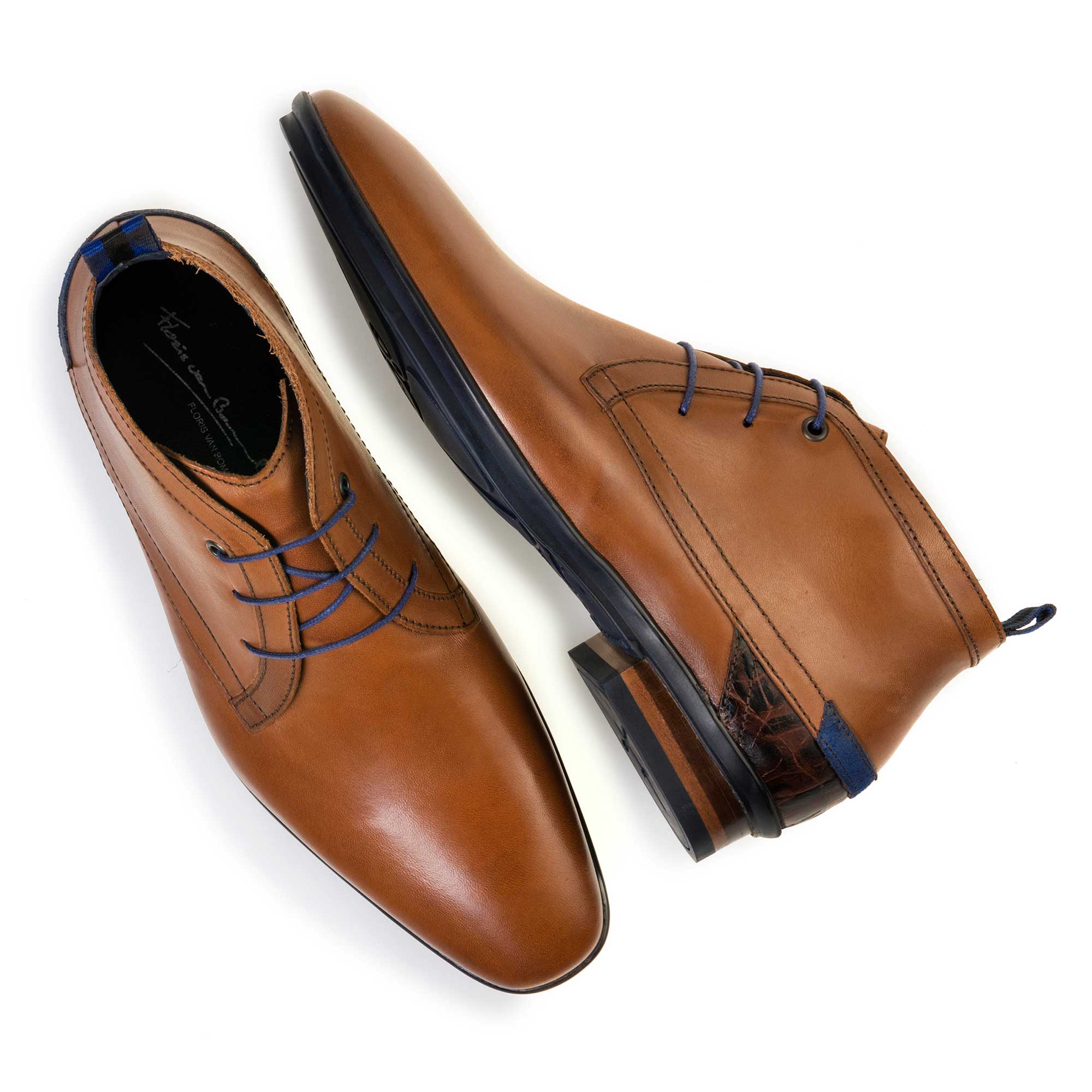 10334/29 - Cognac-coloured mid-high leather lace boot 10334/29 - Cognac-coloured mid-high leather lace boot