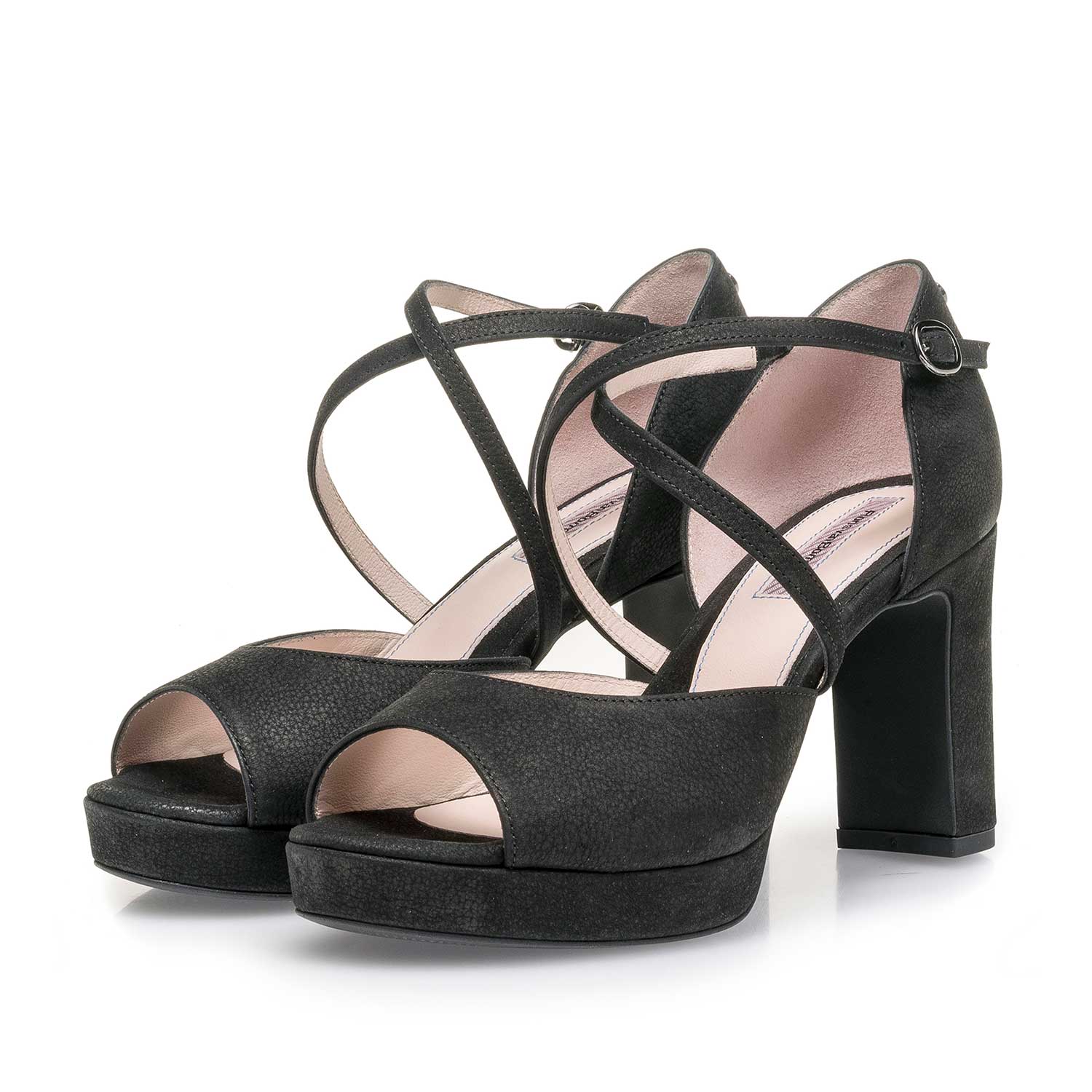 85903/02 - Schwarze fein strukturierte Nubukleder-Sandalette 85903/02 - Schwarze fein strukturierte Nubukleder-Sandalette