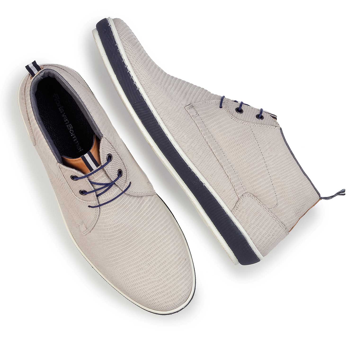 10949/02 - White, nubuck leather lace boot with print 10949/02 - White, nubuck leather lace boot with print