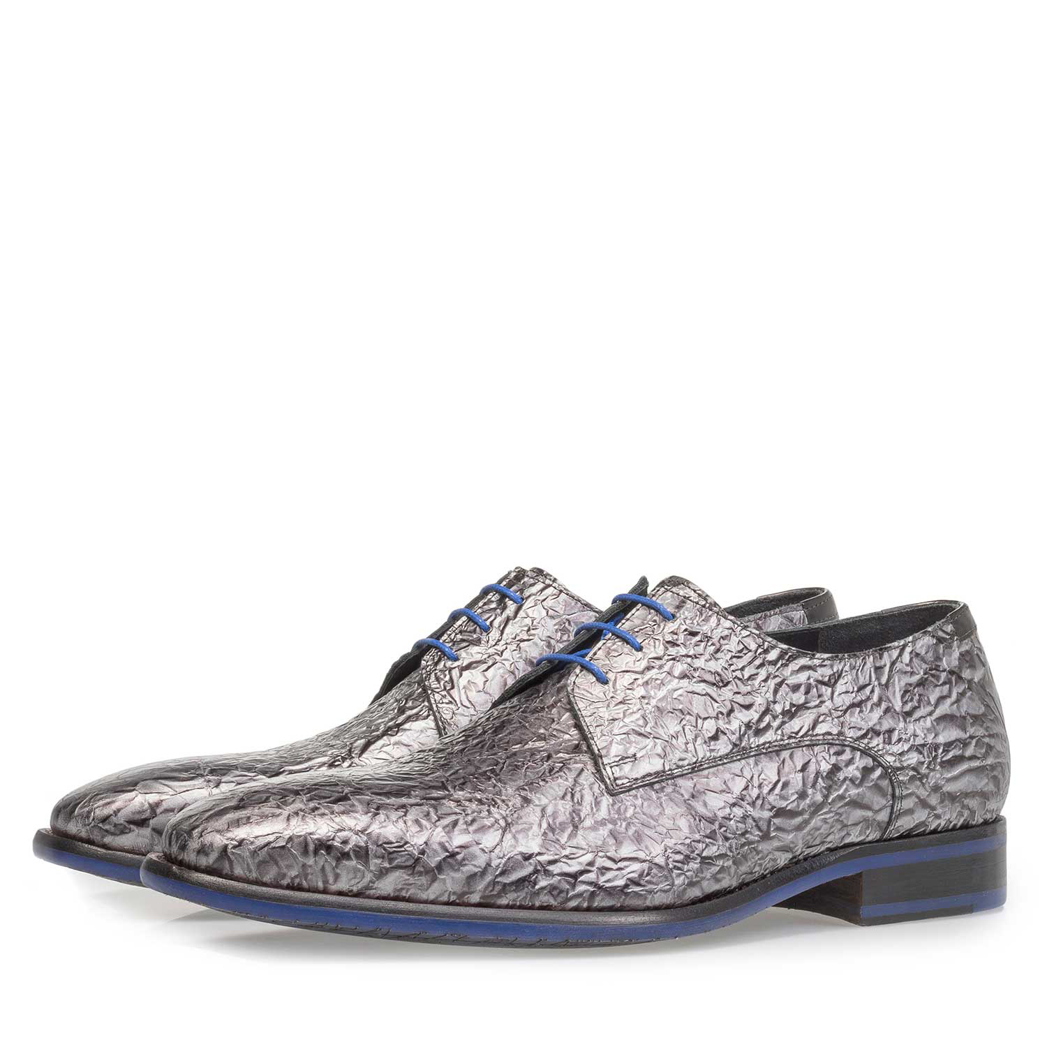 18097/06 - Dunkelgrauer Premium Lackleder-Schnürschuh mit Print 18097/06 - Dunkelgrauer Premium Lackleder-Schnürschuh mit Print