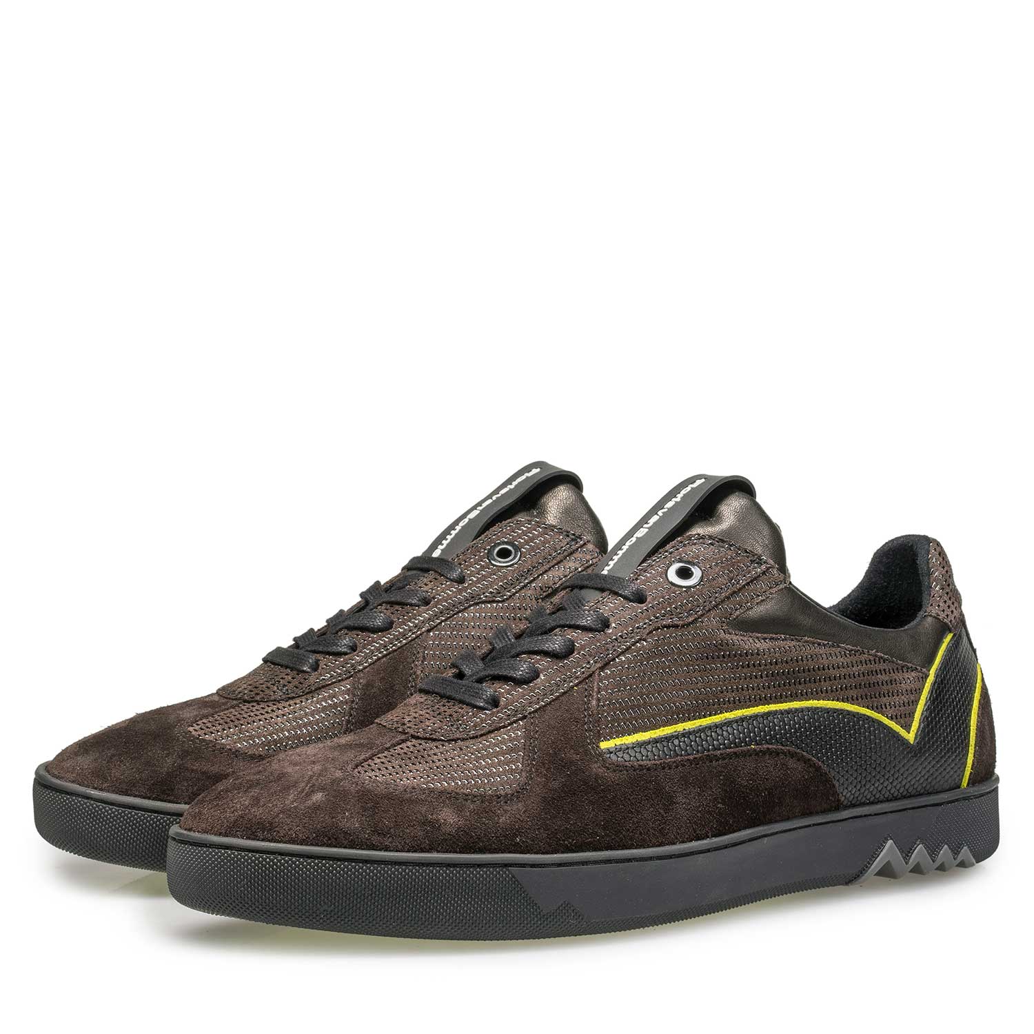 16242/05 - Dark brown suede sneaker with pattern 16242/05 - Dark brown suede sneaker with pattern