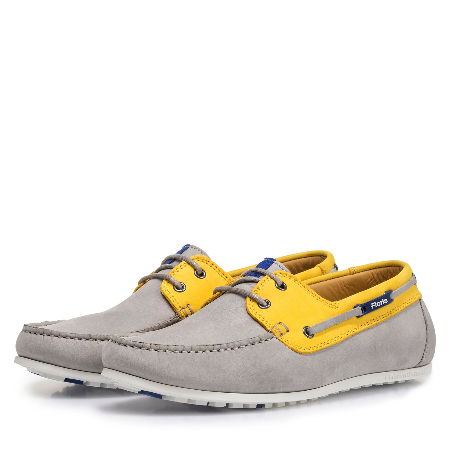 15035/13 - Grau-gelber Nubukleder-Bootsschuh 15035/13 - Grau-gelber Nubukleder-Bootsschuh