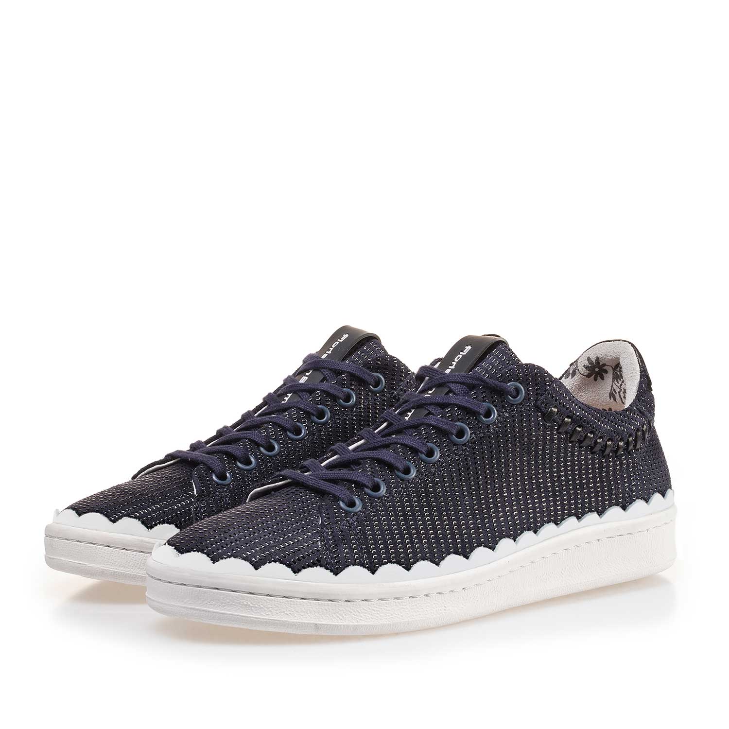 85233/04 - Dark blue calf's suede leather sneaker with printed motif 85233/04 - Dark blue calf's suede leather sneaker with printed motif