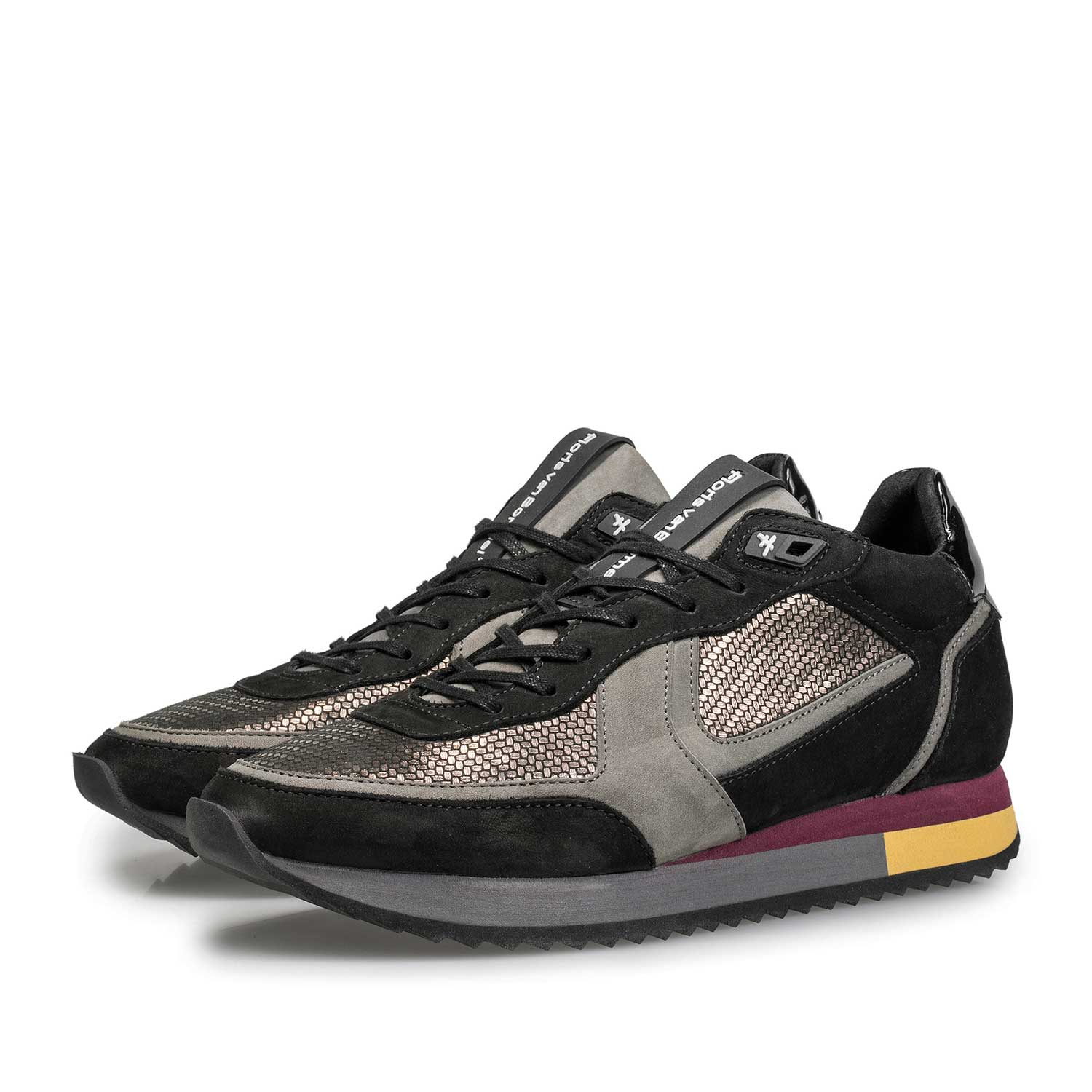 85257/02 - Blauer Leder-Sneaker mit Metallic-Print 85257/02 - Blauer Leder-Sneaker mit Metallic-Print