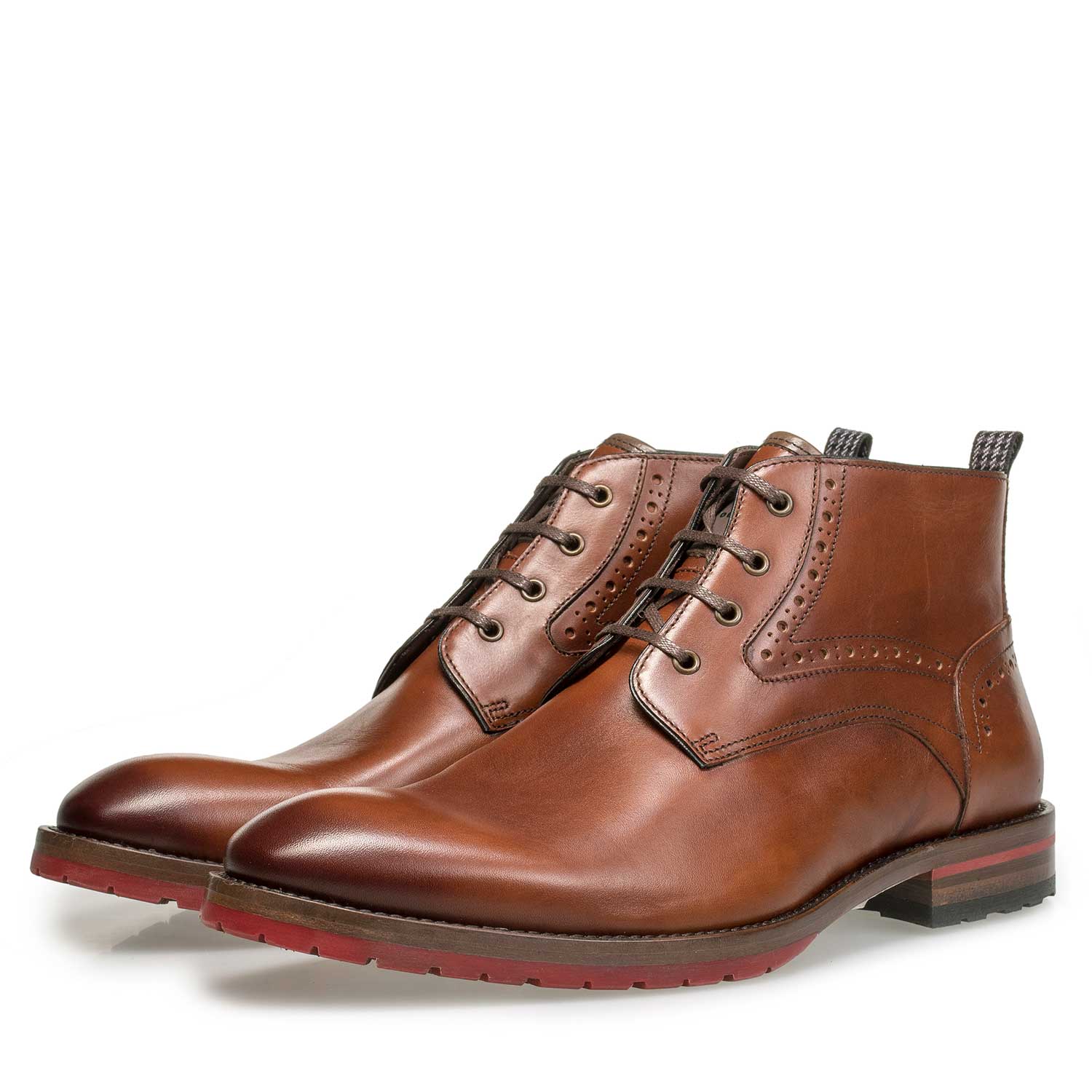 10317/03 - Cognac-coloured leather lace boot 10317/03 - Cognac-coloured leather lace boot