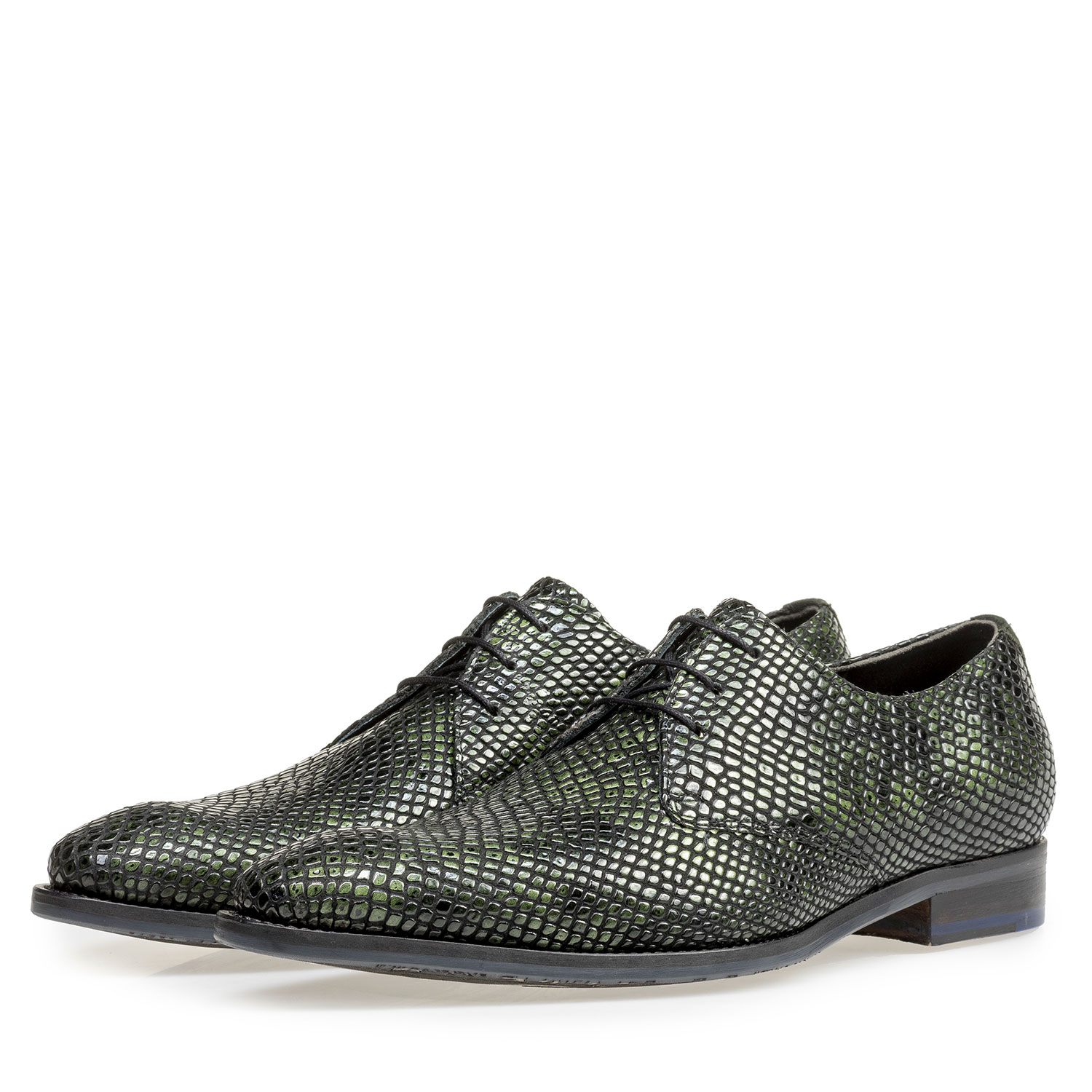 18293/02 - Green printed patent leather lace shoe 18293/02 - Green printed patent leather lace shoe
