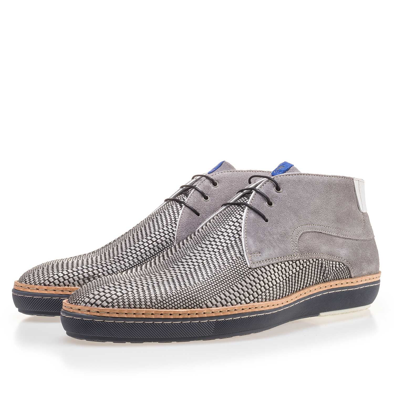 10017/00 - Grauer Schnürstiefel aus geflochtenem Leder 10017/00 - Grauer Schnürstiefel aus geflochtenem Leder