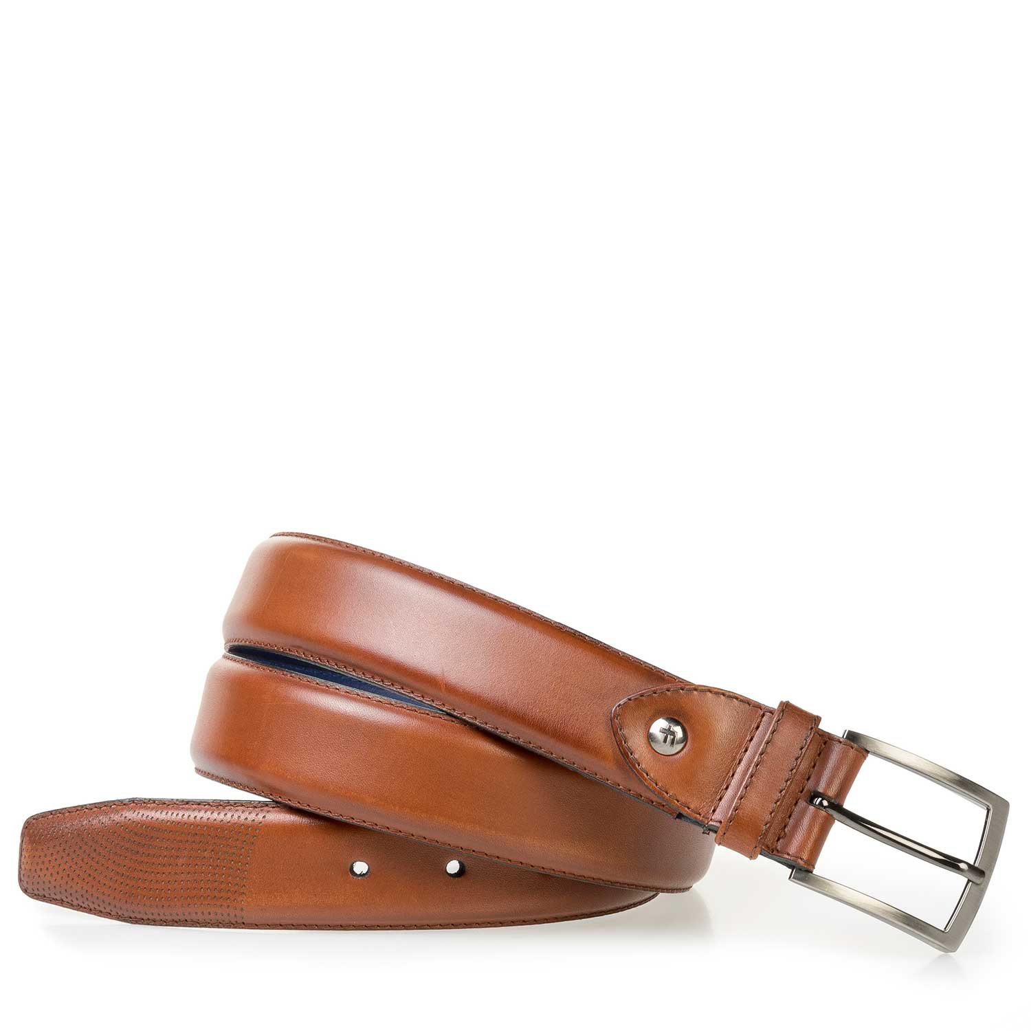 75195/00 - Dark cognac-coloured calf leather belt 75195/00 - Dark cognac-coloured calf leather belt