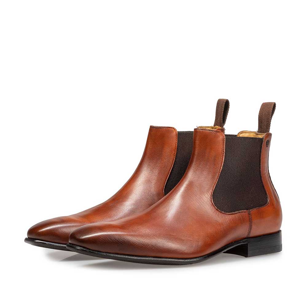 10537/00 - Dunkler cognacfarbener Kalbsleder Chelsea Boot 10537/00 - Dunkler cognacfarbener Kalbsleder Chelsea Boot