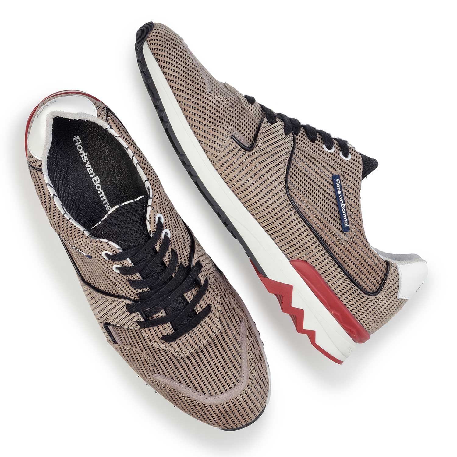16220/04 - Sandfarbener, gemusterter Wildleder Sneaker 16220/04 - Sandfarbener, gemusterter Wildleder Sneaker