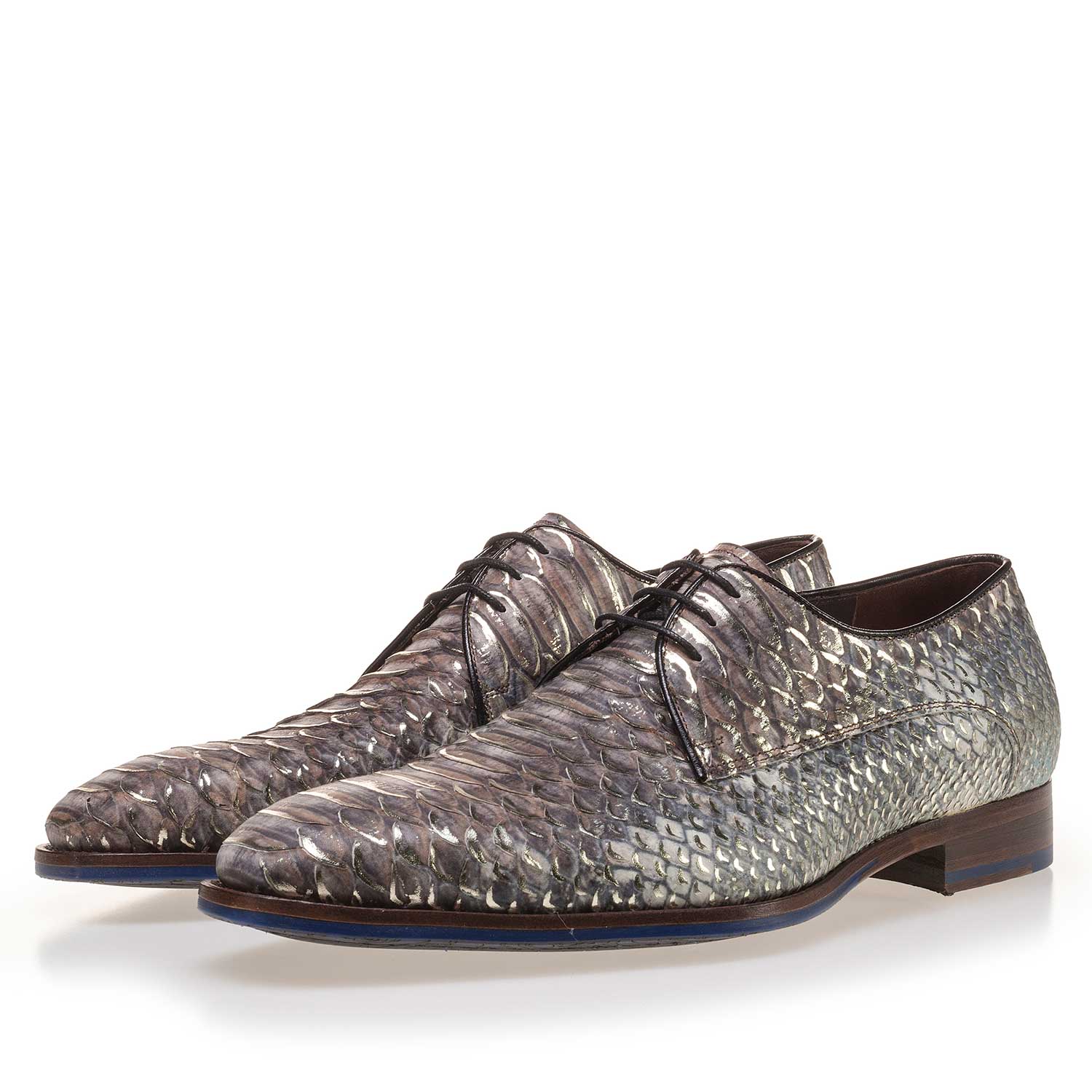 14170/01 - Premium Taupefarbener Schnürschuh mit Schlangenprint 14170/01 - Premium Taupefarbener Schnürschuh mit Schlangenprint