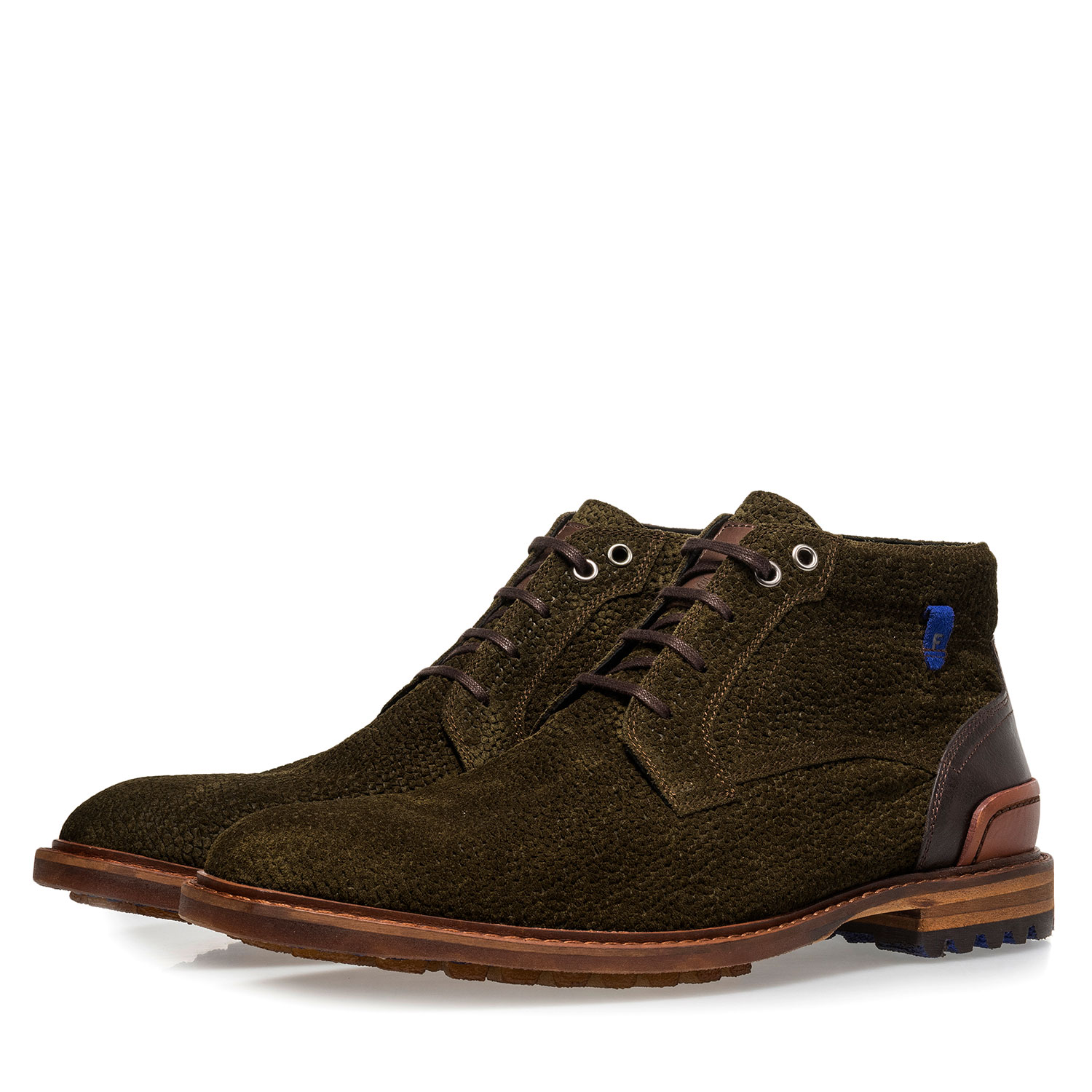 20228/26 - Olivgrüner Wildleder-Schnürstiefel mit Print 20228/26 - Olivgrüner Wildleder-Schnürstiefel mit Print