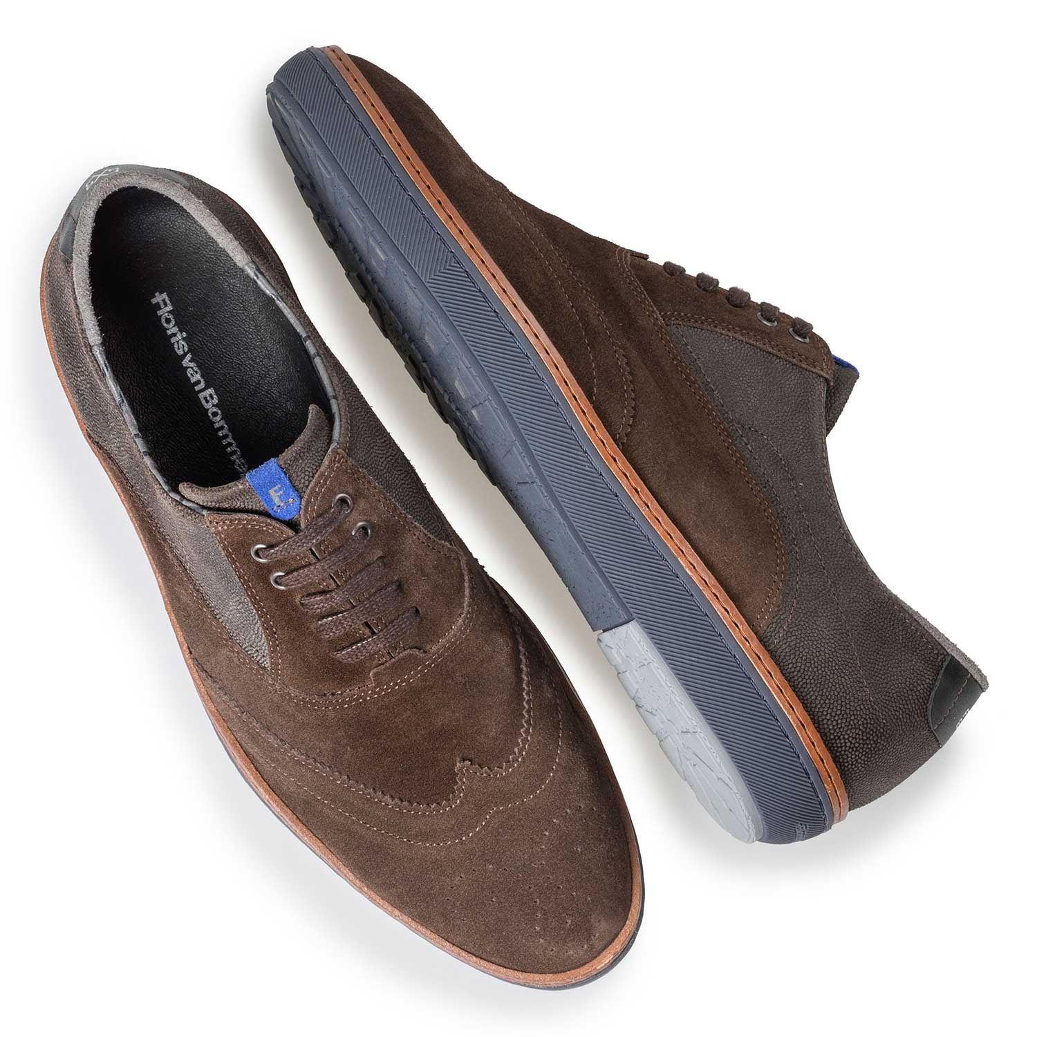 19072/05 - Brauner Brogue-Sneaker aus Kalbswildleder 19072/05 - Brauner Brogue-Sneaker aus Kalbswildleder