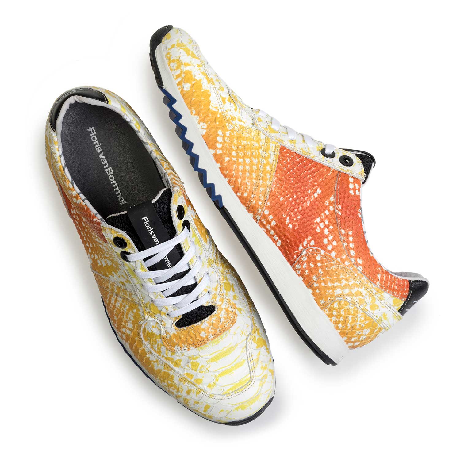 16227/12 - Gelber Leder Sneaker mit Schlangenprint 16227/12 - Gelber Leder Sneaker mit Schlangenprint